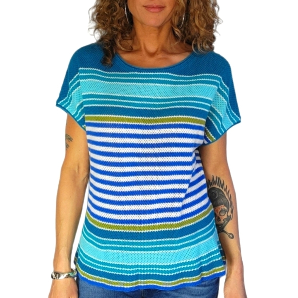 Tommy Bahama Knit Sweater Size Medium Blue Striped